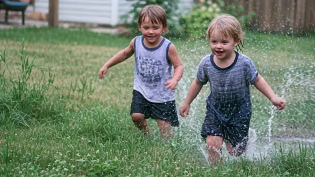 Children playing in the backyard
